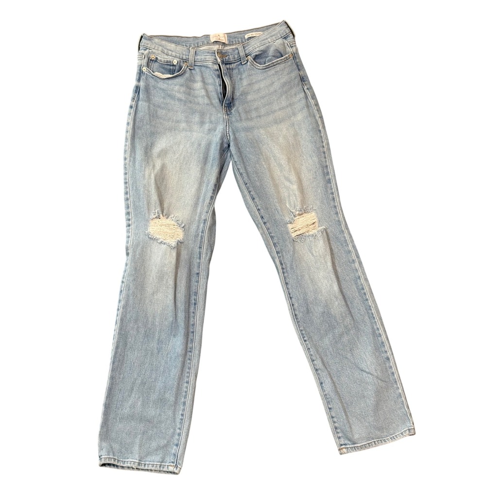 True Craft High-Rise Straight Jeans Womens 8 Light Blue Excellent Distressed